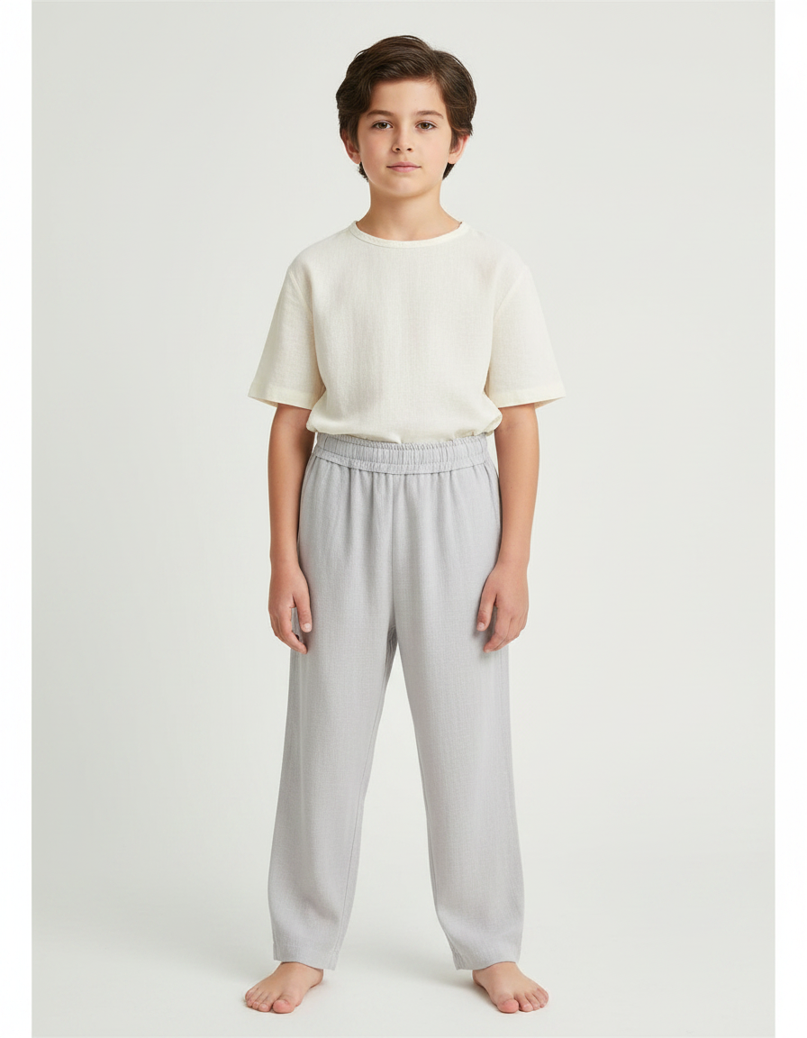 Pantalon Japonais Gris Ample Lin Enfant