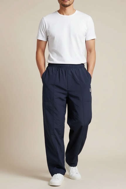 Pantalon Japonais Bleu Marine Droit Décontracté Léger - Polyester