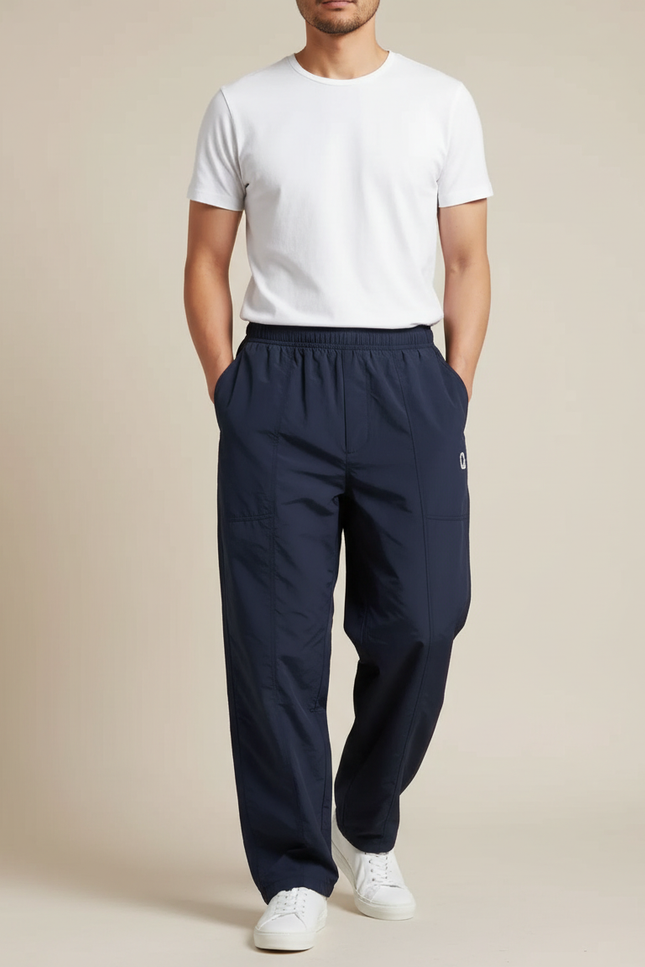 Pantalon Japonais Bleu Marine Droit Décontracté Léger - Polyester