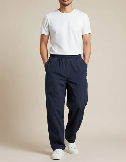 Pantalon Japonais Bleu Marine Droit Décontracté Léger - Polyester