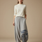 Pantalon Japonais Gris Ample Motifs Poissons Bohème - Lin