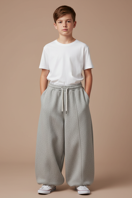 Pantalon Japonais Gris Ample Molleton Enfant
