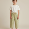 Pantalon Japonais Rayé Vert Ample Coton Enfant Décontracté