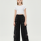 Pantalon Japonais Noir Cargo Ample Cœurs Fille - Polyester
