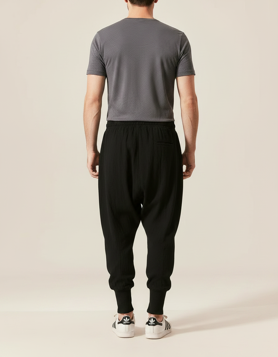 Sarouel Japonais Homme - Noir Lin - vue 2