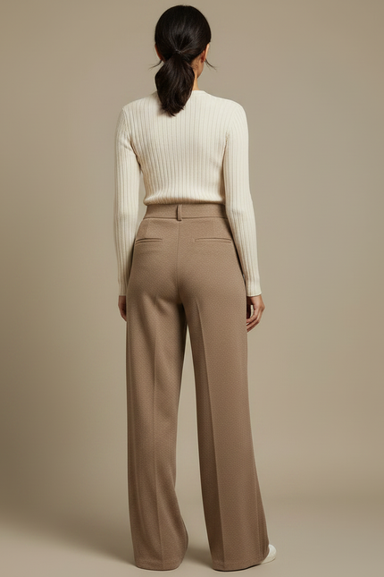 Pantalon Japonais Marron Ample Fluide Élégant Femme - Camel Laine - vue 2