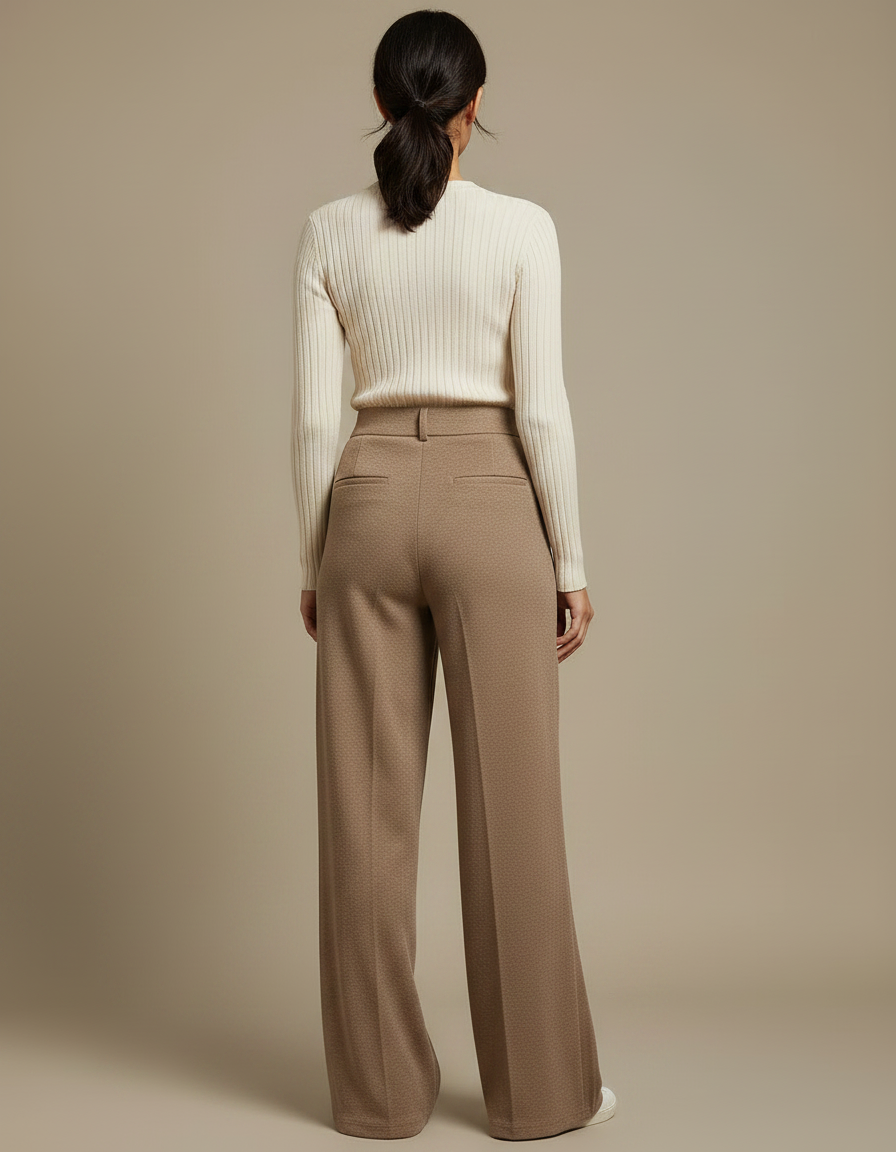 Pantalon Japonais Marron Ample Fluide Élégant Femme - Camel Laine - vue 2