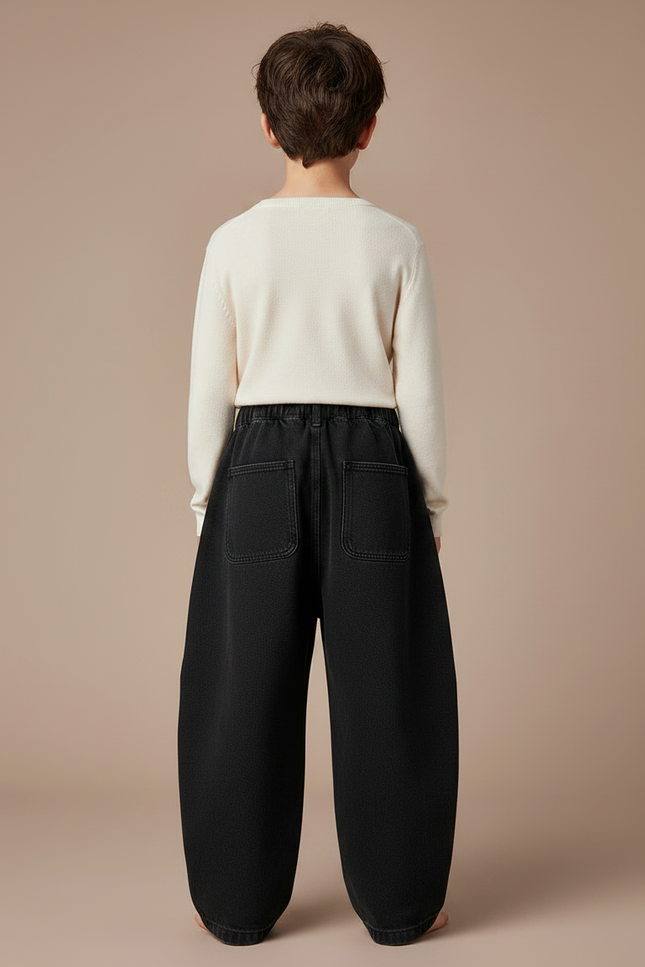 Pantalon Japonais Noir Ample Cargo Enfant Streetwear - Jean - vue 2