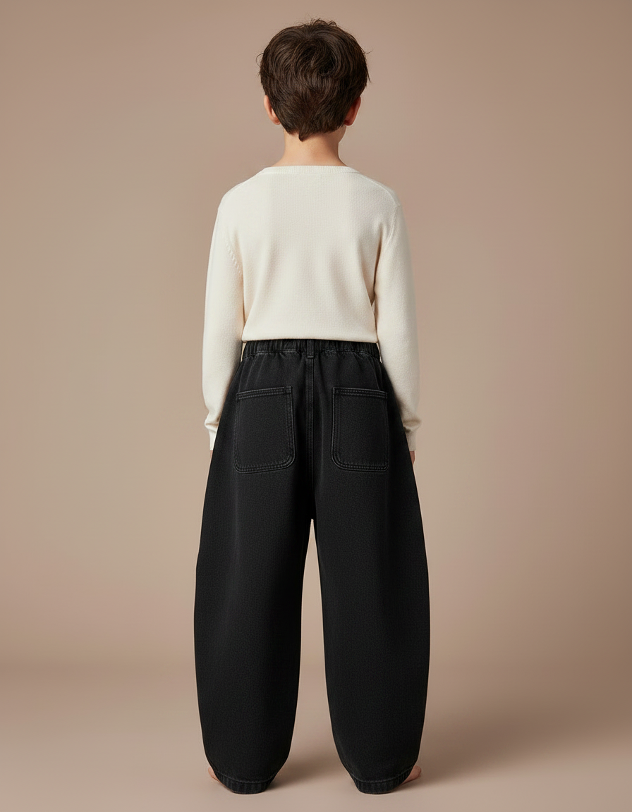 Pantalon Japonais Noir Ample Cargo Enfant Streetwear - Jean - vue 2
