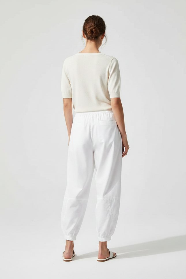 Pantalon Japonais Blanc Fluide Ample Décontracté Coton - vue 2