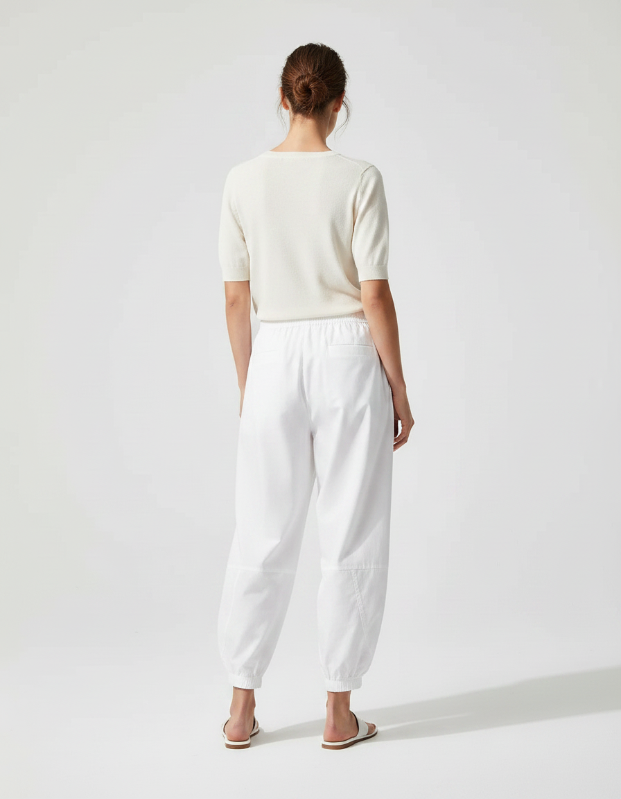Pantalon Japonais Blanc Fluide Ample Décontracté Coton - vue 2