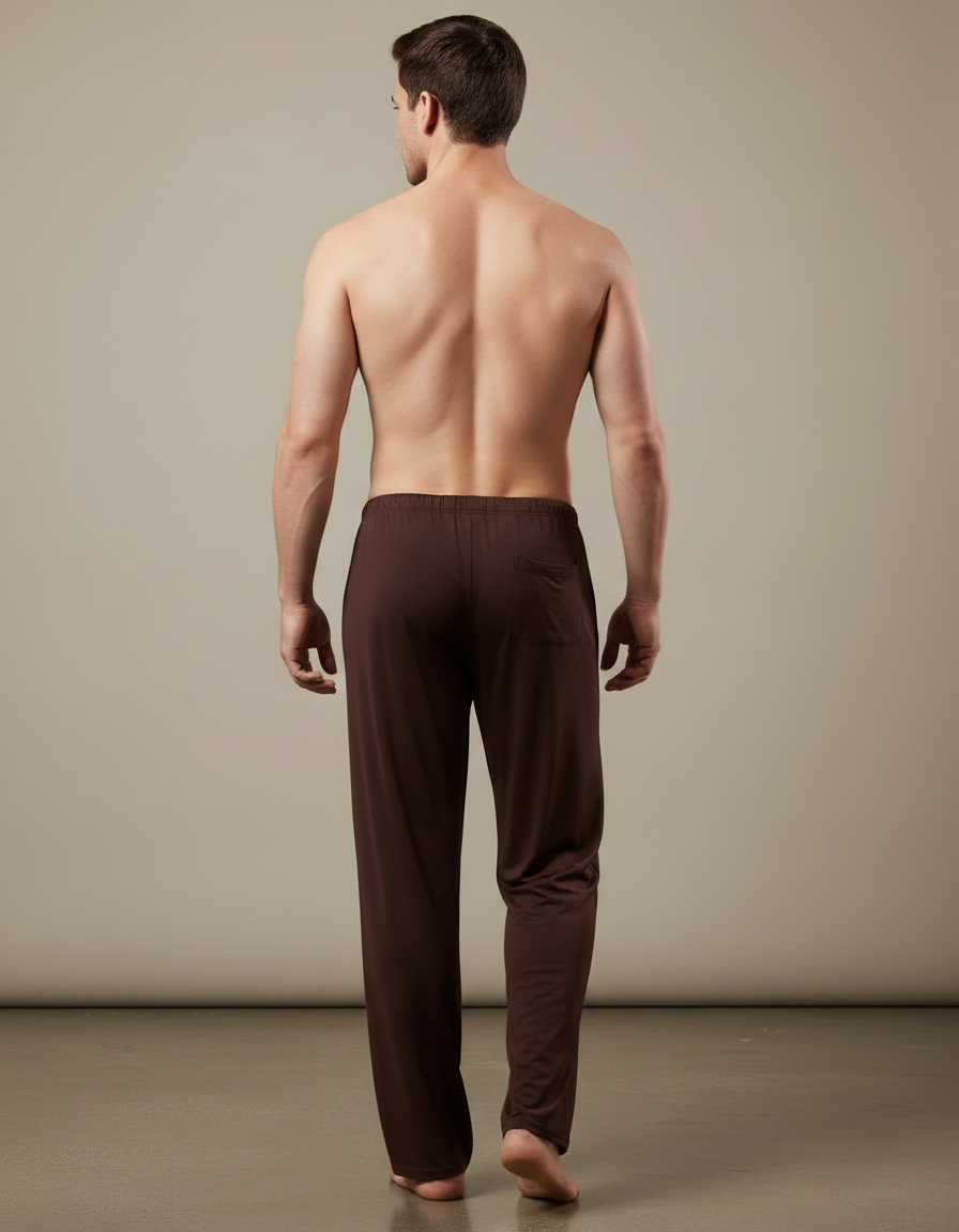 Pantalon Japonais Marron Ample Fluide Cordon Homme - Viscose - vue 2