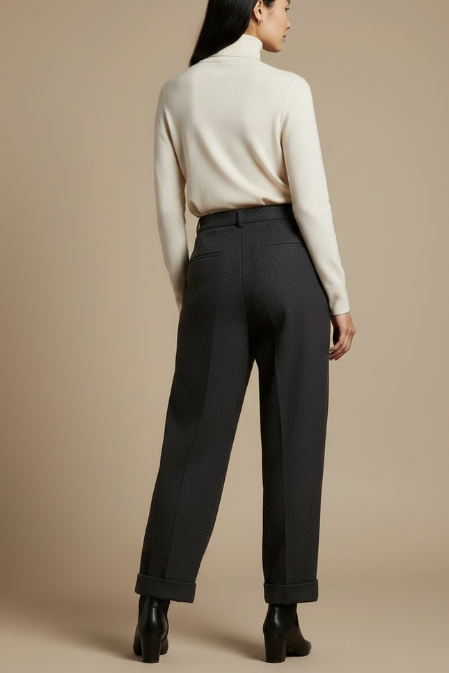 Pantalon Japonais Gris Anthracite Laine Plissé Ample - vue 2