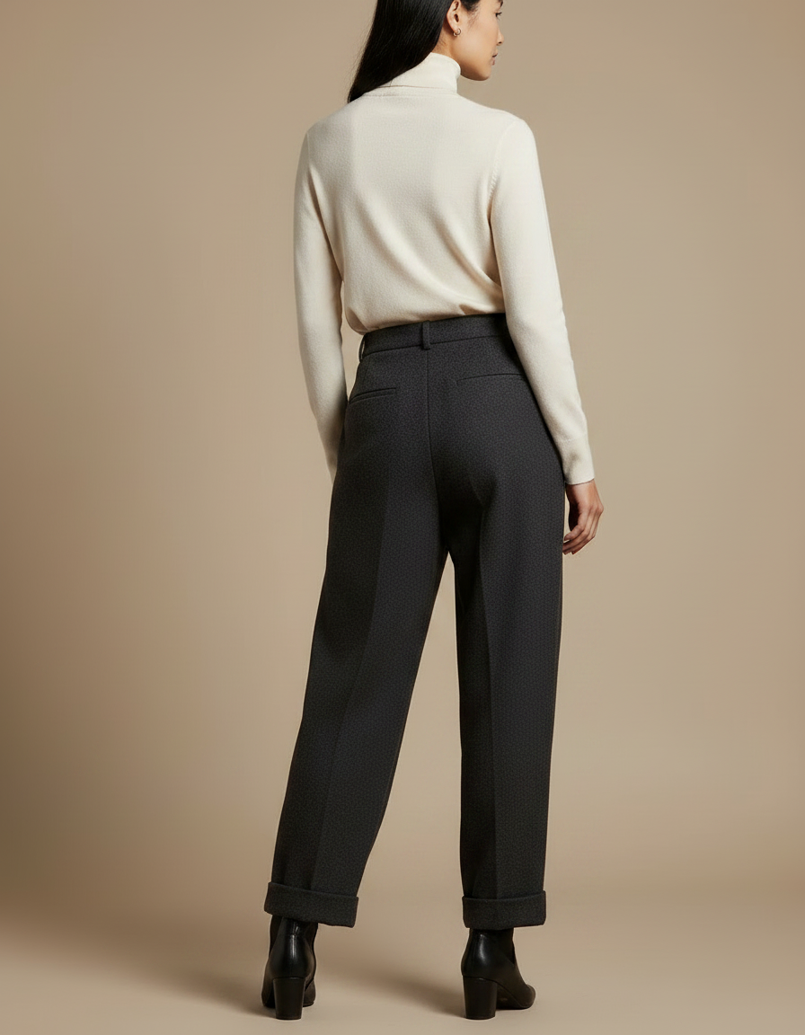 Pantalon Japonais Gris Anthracite Laine Plissé Ample - vue 2