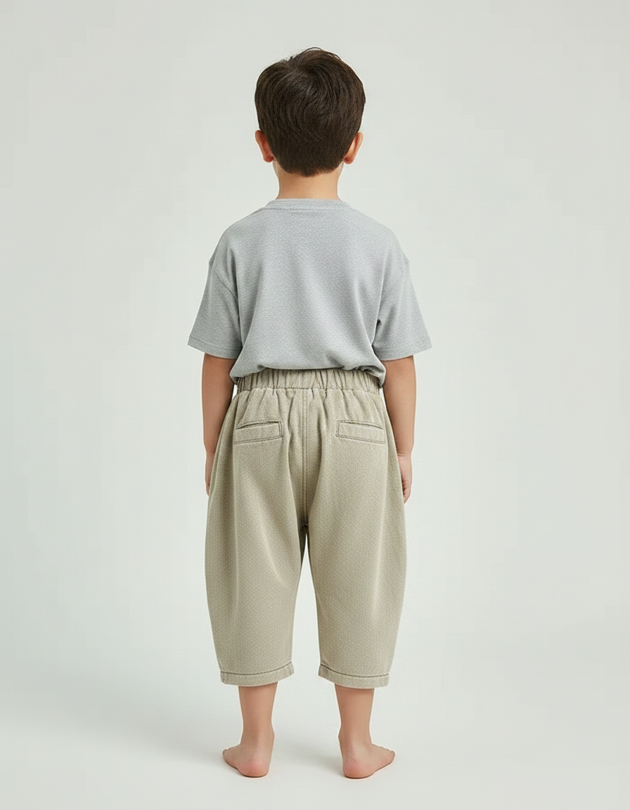 Pantalon Japonais Ample Beige Décontracté Enfant - Molleton - vue 2