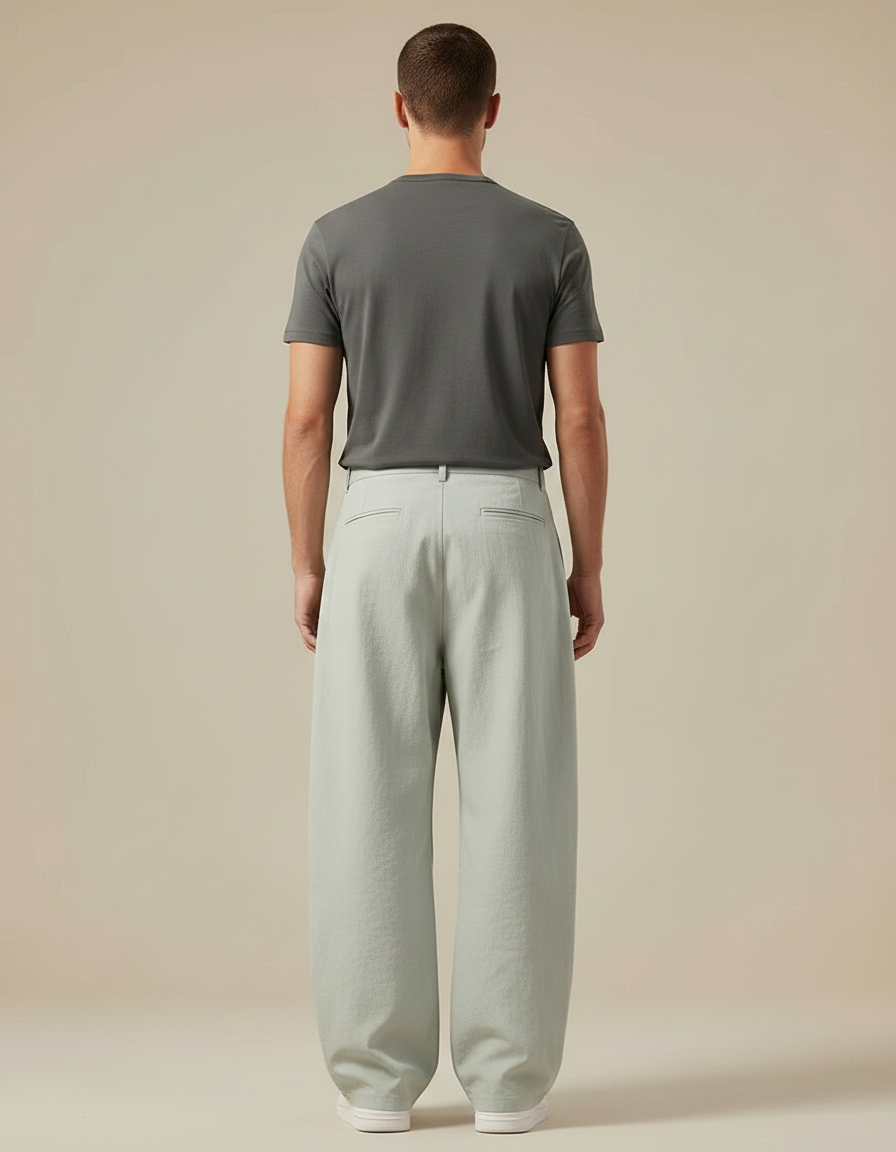 Pantalon Japonais Large Fluide Gris Ample Décontracté - Lin - vue 2