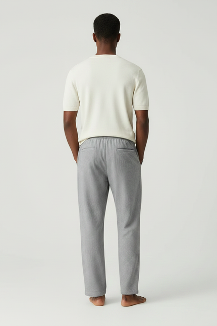 Pantalon Japonais Gris Ample Cordon Tissé Décontracté - Maille - vue 2