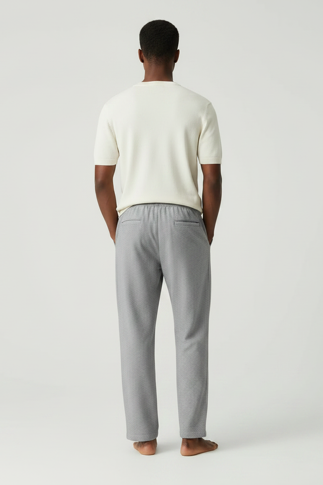 Pantalon Japonais Gris Ample Cordon Tissé Décontracté - Maille - vue 2