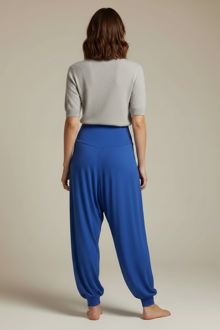 Pantalon Japonais Sarouel Fluide Bleu Confortable Femme - Viscose - vue 2