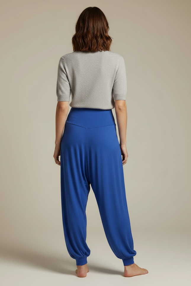 Pantalon Japonais Sarouel Fluide Bleu Confortable Femme - Viscose - vue 2