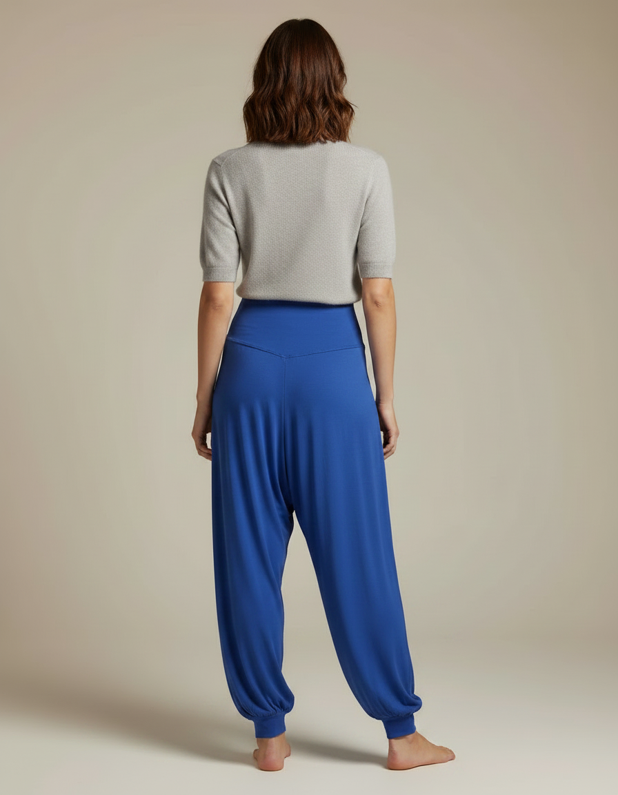 Pantalon Japonais Sarouel Fluide Bleu Confortable Femme - Viscose - vue 2