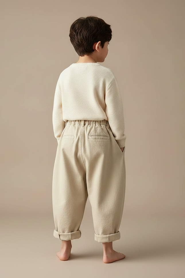 Pantalon Japonais Ample Beige Coton Enfant - vue 2