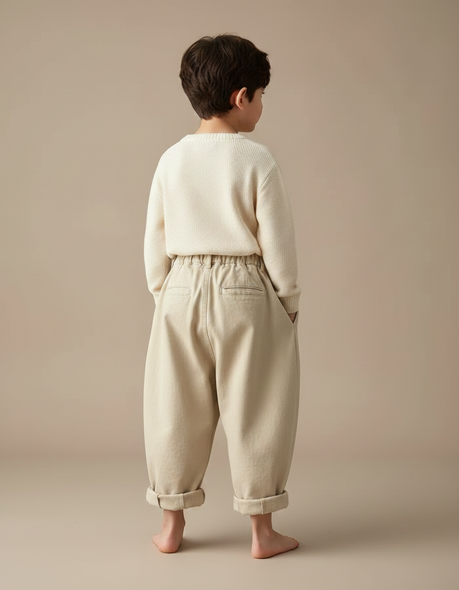 Pantalon Japonais Ample Beige Coton Enfant - vue 2
