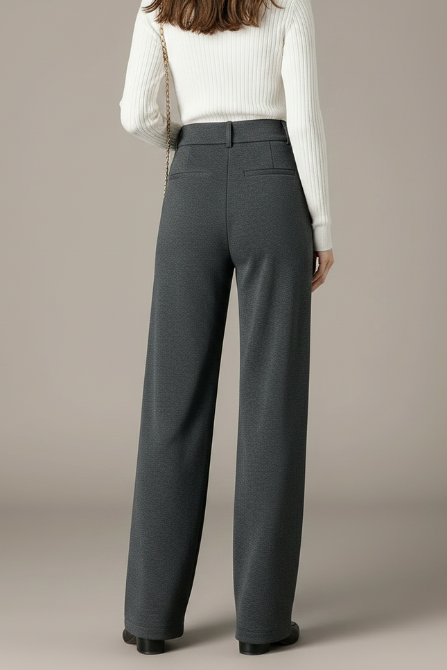 Pantalon Japonais Gris Anthracite Droit Taille Haute Ample - Molleton - vue 2