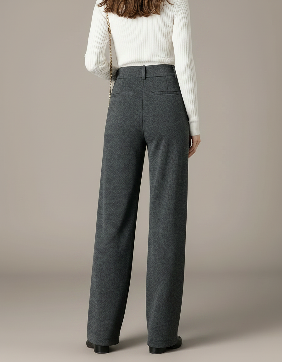 Pantalon Japonais Gris Anthracite Droit Taille Haute Ample - Molleton - vue 2