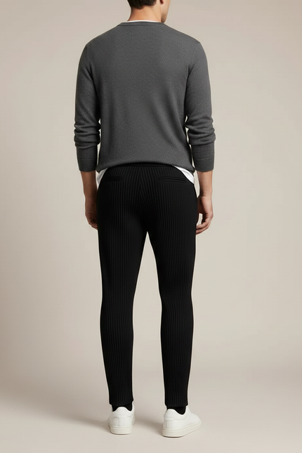 Pantalon Japonais Plissé Noir Ample Décontracté Homme - Maille - vue 2