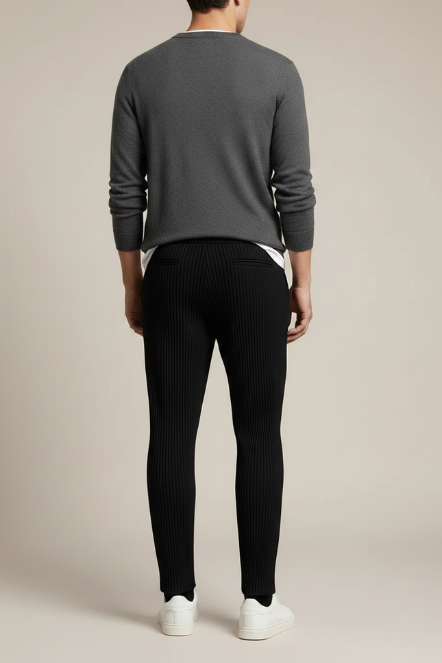 Pantalon Japonais Plissé Noir Ample Décontracté Homme - Maille - vue 2