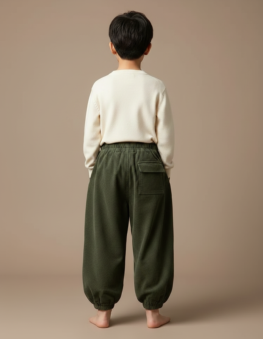 Pantalon Japonais Garçon Kaki Ample - Cordé - vue 2
