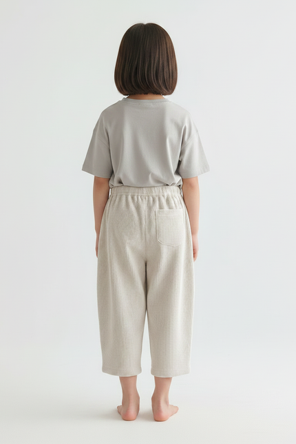 Pantalon Japonais Côtelé Beige Ample Confortable Enfant - Cordé - vue 2
