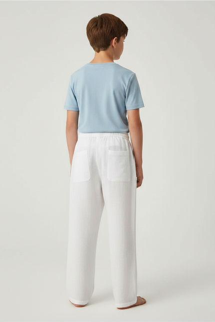 Pantalon Japonais Blanc Ample Coton Lin Enfant - vue 2