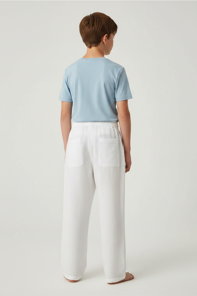 Pantalon Japonais Blanc Ample Coton Lin Enfant - vue 2