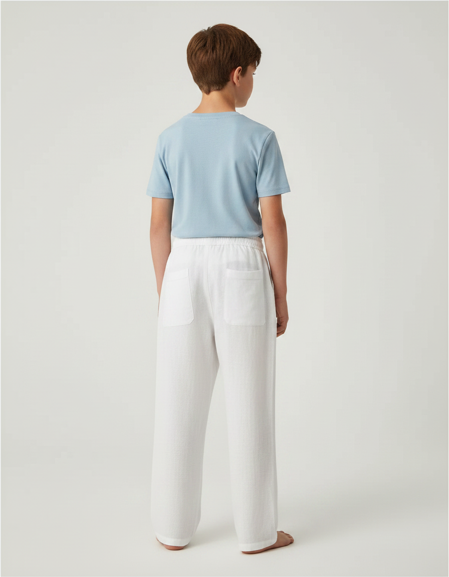 Pantalon Japonais Blanc Ample Coton Lin Enfant - vue 2