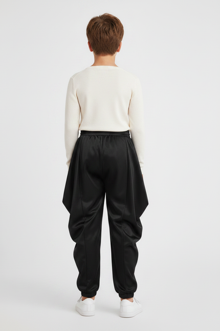 Pantalon Japonais Noir Satiné Ample Garçon Danse - vue 2