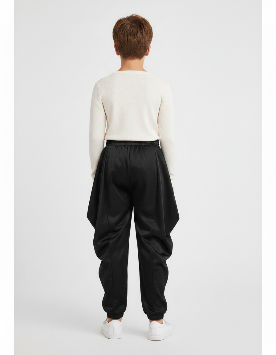 Pantalon Japonais Noir Satiné Ample Garçon Danse - vue 2