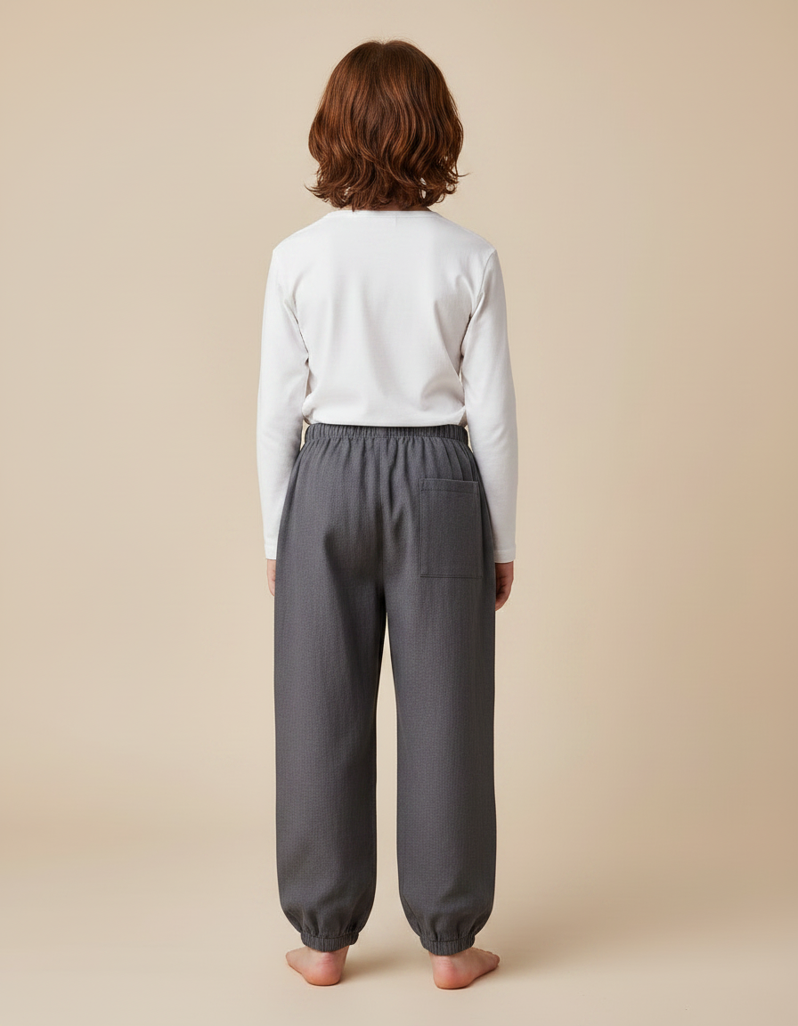 Pantalon Japonais Gris Ample Coton Confortable - Gabardine - vue 2