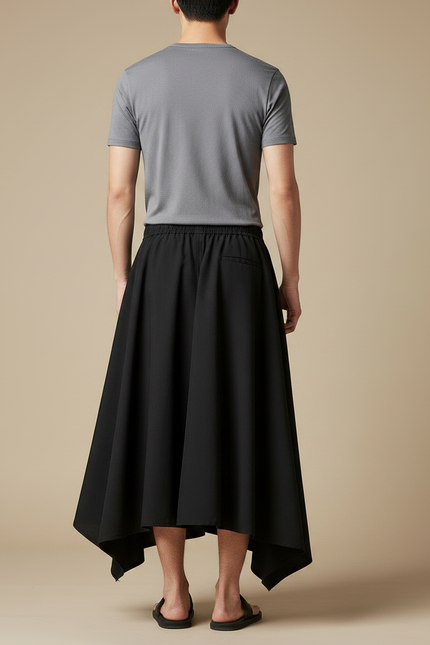Pantalon Japonais Noir Ample Décontracté Brodé - Polyester - vue 2