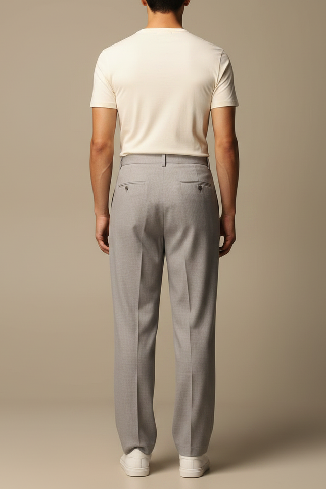 Pantalon Japonais Gris Droit Ample Élégant Homme - Gabardine - vue 2