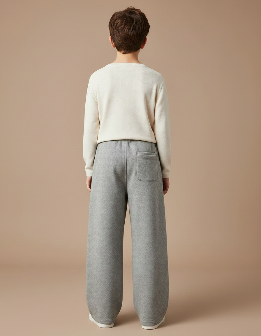 Pantalon Japonais Gris Ample Molletonné Garçon Décontracté - vue 2