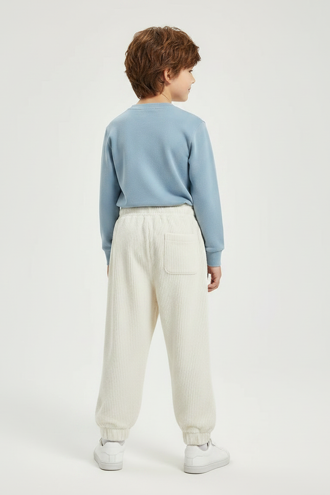 Pantalon Japonais Garçon Beige Taille Elastique - Cordé - vue 2