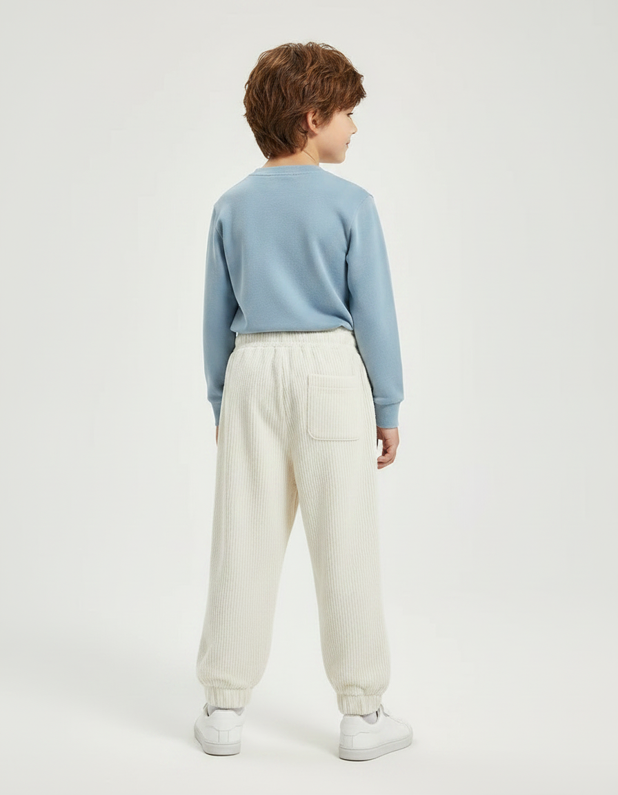 Pantalon Japonais Garçon Beige Taille Elastique - Cordé - vue 2