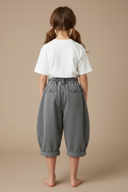 Pantalon Japonais Gris Ample Denim Enfant Fille - Jean - vue 2