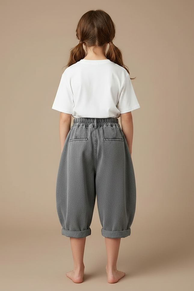 Pantalon Japonais Gris Ample Denim Enfant Fille - Jean - vue 2