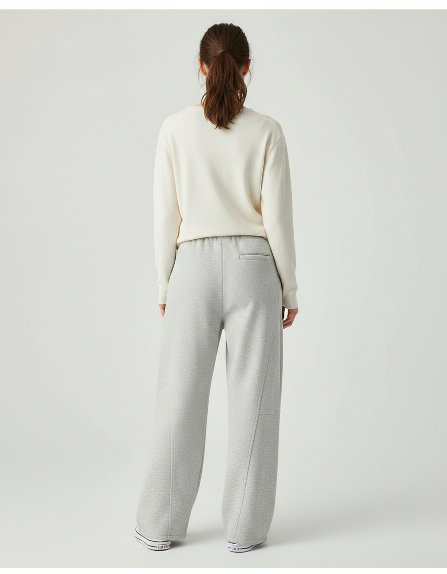Pantalon Japonais Gris Ample Molleton Décontracté Fille - vue 2