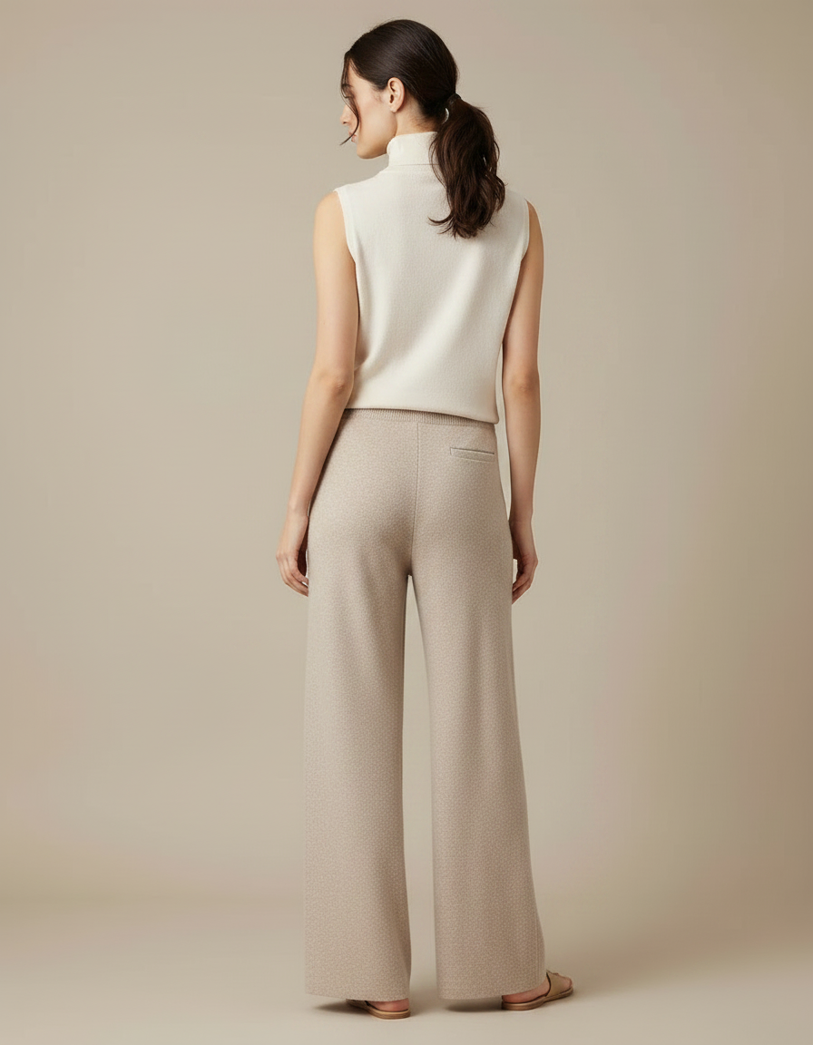 Pantalon Japonais Beige Ample Laine Tricoté Décontracté - vue 2