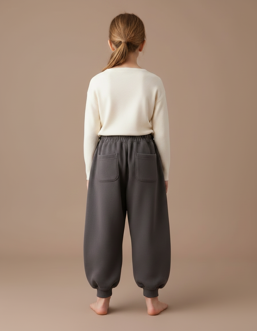 Pantalon Japonais Gris Bouffant Molleton Confortable Enfant - vue 2