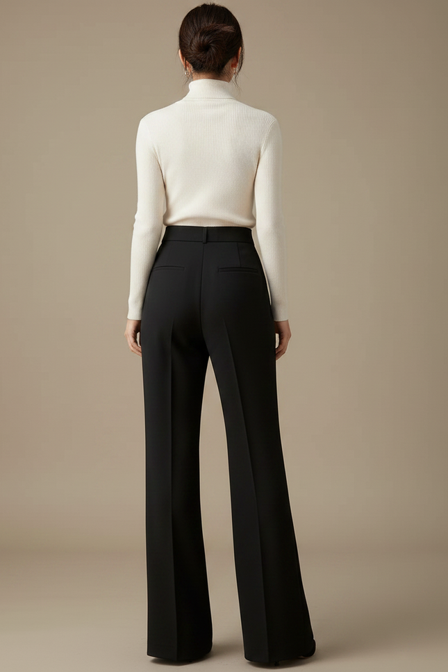 Pantalon Japonais Noir Large Évasé Élégant Femme - Polyester - vue 2